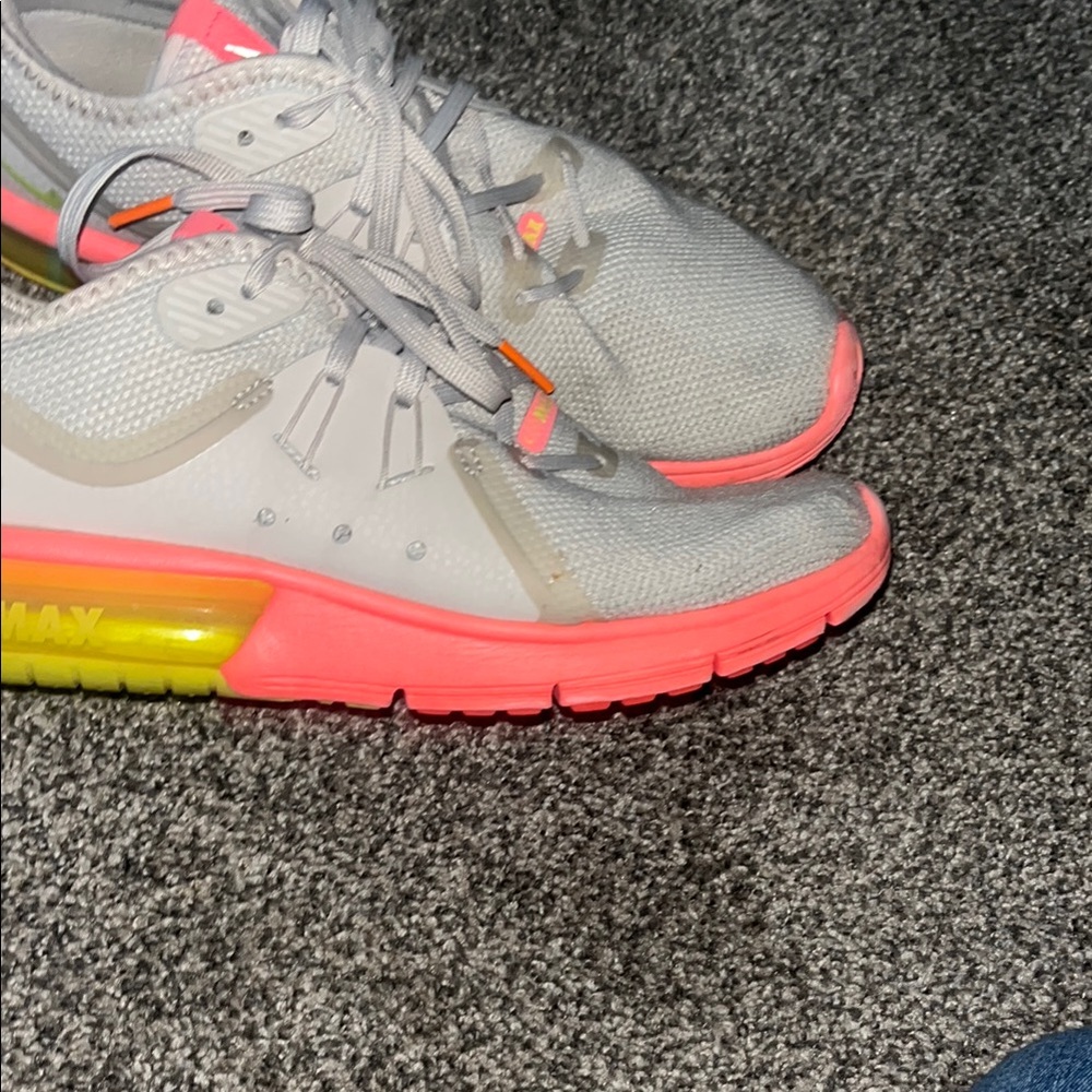 Nike Gray and Pink Athletic Shoes with Mesh Upper
